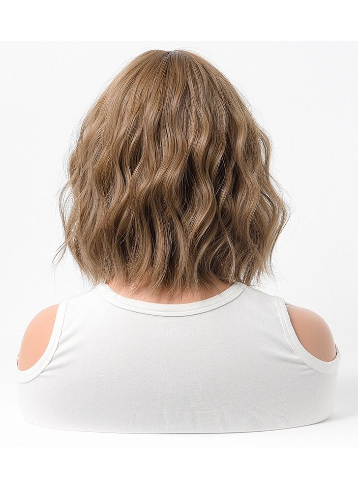 Estelle Cross Border Short Straight Hair BOBO Pink Highlights Female Chemical Fiber Rose Net Wig Gradient Light Brown - Image 4