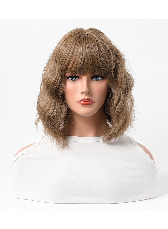 Estelle Cross Border Short Straight Hair BOBO Pink Highlights Female Chemical Fiber Rose Net Wig Gradient Light Brown - Image 1