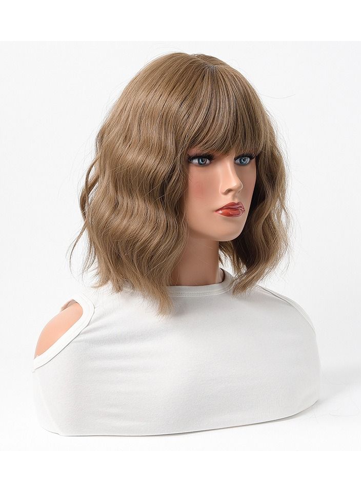 Estelle Cross Border Short Straight Hair BOBO Pink Highlights Female Chemical Fiber Rose Net Wig Gradient Light Brown - Image 2