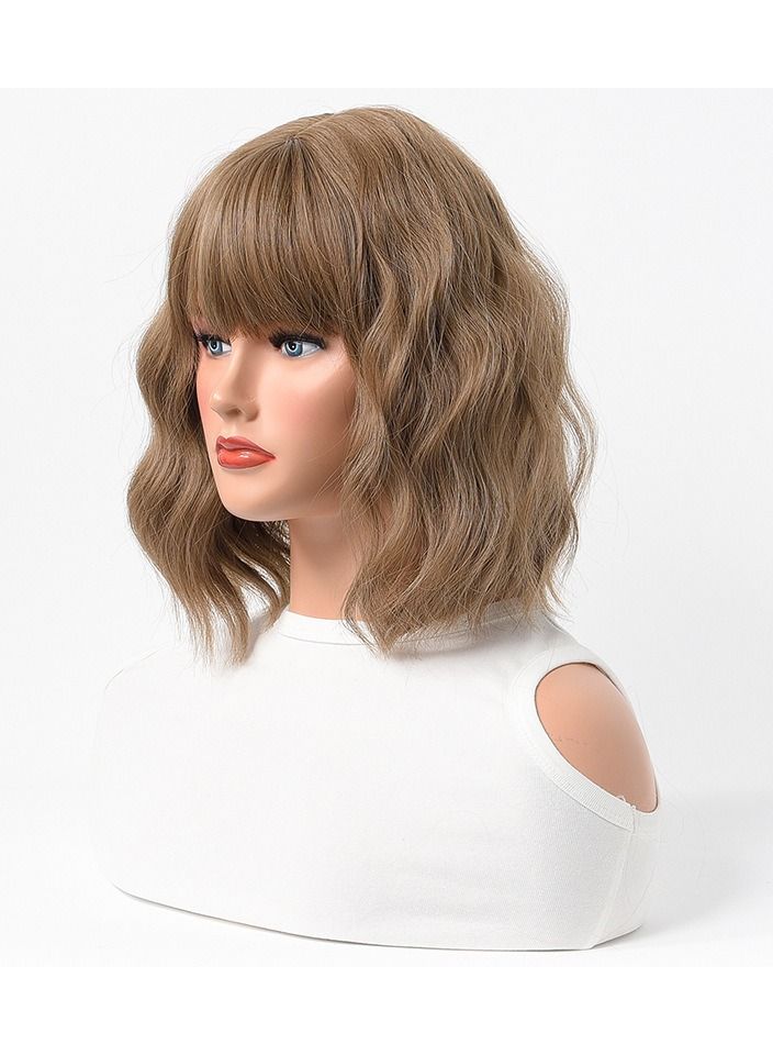 Estelle Cross Border Short Straight Hair BOBO Pink Highlights Female Chemical Fiber Rose Net Wig Gradient Light Brown - Image 3