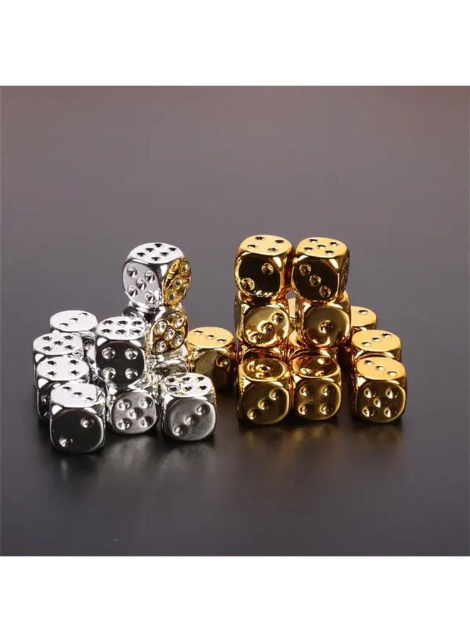 10 قطع من النرد السبائكي الفضي مقاس 16 ملم لإكسسوارات الترفيه المنزلي والألعاب - Image 2