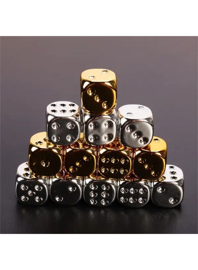 10 قطع من النرد السبائكي الفضي مقاس 16 ملم لإكسسوارات الترفيه المنزلي والألعاب - Image 5