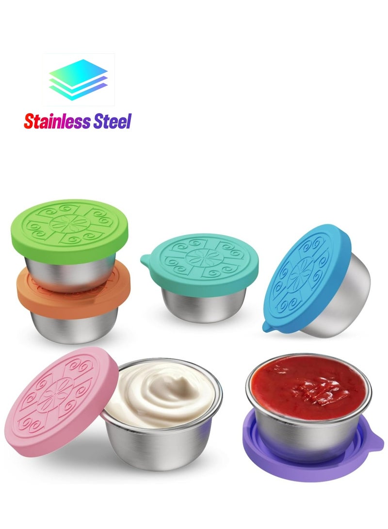 أوزيغالور عبوات تتبيلة السلطة 6 قطع من الفولاذ المقاوم للصدأ - أكواب صلصة مانعة للتسرب سعة 1.6 أوقية مع أغطية من السيليكون - Image 1
