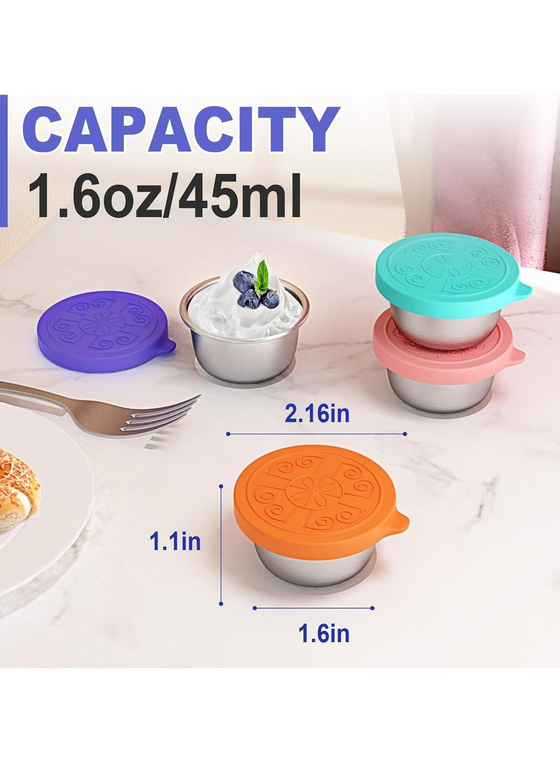 أوزيغالور عبوات تتبيلة السلطة 6 قطع من الفولاذ المقاوم للصدأ - أكواب صلصة مانعة للتسرب سعة 1.6 أوقية مع أغطية من السيليكون - Image 2