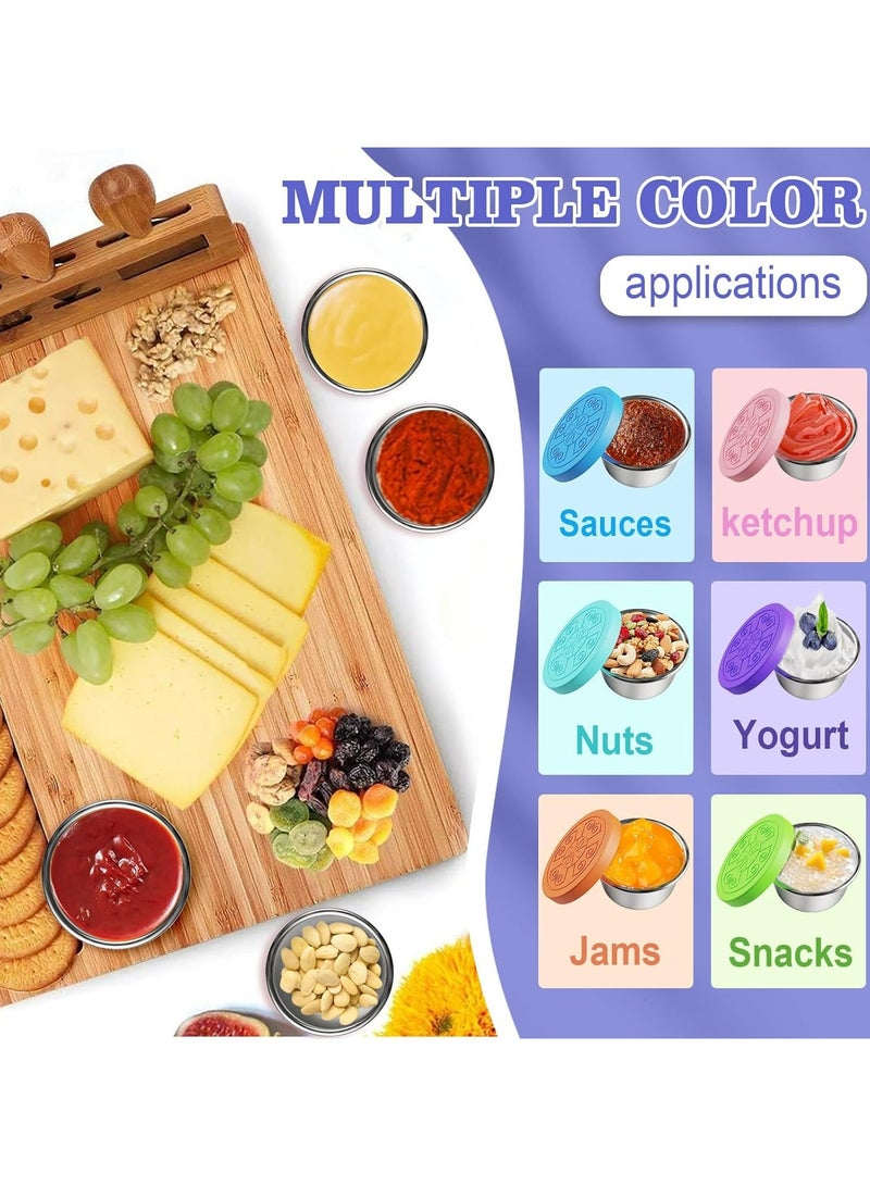 أوزيغالور عبوات تتبيلة السلطة 6 قطع من الفولاذ المقاوم للصدأ - أكواب صلصة مانعة للتسرب سعة 1.6 أوقية مع أغطية من السيليكون - Image 3