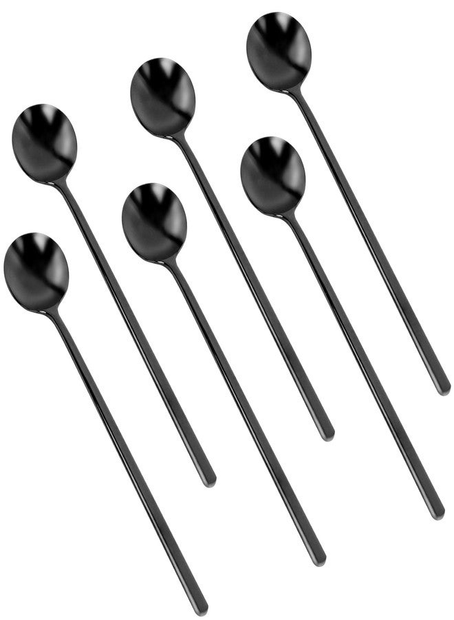 Koceci 6 Pcs Black Coffee Spoons for Coffee Bar, 6.7 Inch Small and Long Espresso Spoon Stirring Spoons, Stainless Steel Korean Spoon, Cucharas Para Cafe Suitable for Home Restaurant Use - Image 1