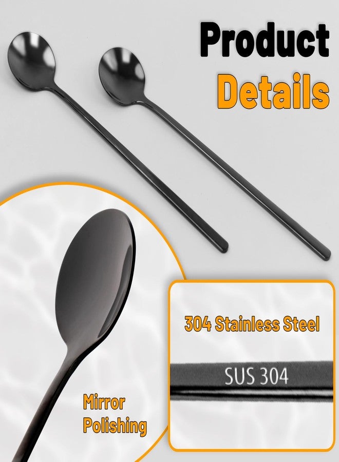 Koceci 6 Pcs Black Coffee Spoons for Coffee Bar, 6.7 Inch Small and Long Espresso Spoon Stirring Spoons, Stainless Steel Korean Spoon, Cucharas Para Cafe Suitable for Home Restaurant Use - Image 3