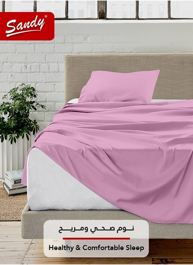 Sandy Sandy Premium Hotel Quality Flat Sheet and Pillow Case, Bed Sheet 2 Pieces Set, Soft & Breathable and Cooling, Extra Twin Size 243 x 167 cm, Opera Mauve  - Image 2