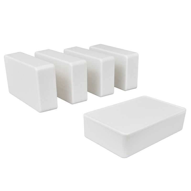 Pinfox 5 pack Electronic Prototype ABS Plastic Junction Project Box Enclosure 100mm by 60mm by 25mm for Portable Arduino DIY White