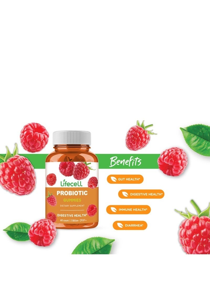 Lifecell Probiotic Gummies,Digestion & Metabolism, Probiotics, Prebiotics, Botanicals & Vitamins ,Health Support Dietary Supplement 60 Gummies - Image 2