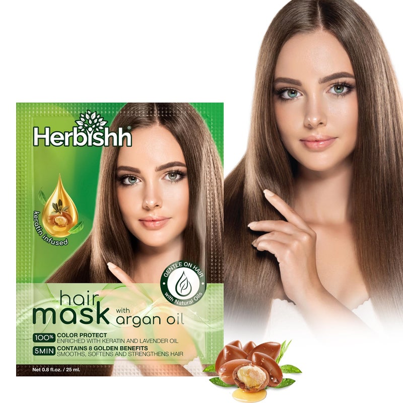 Herbishh Argan Hair MaskDeep Conditioning Hydration For Healthier Looking Hair25gm for very Dry Weak Stressed Out Hair No Sulphates No Parabens - Image 2