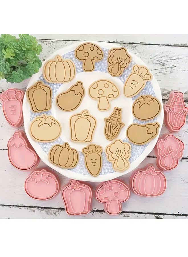 Vegetable Shaped Cookie Cutter Set Includes Corn Mushroom Pumpkin Carrot Eggplant Pepper Lettuce Tomato For 3D Pressing Handmade Baking - Image 5
