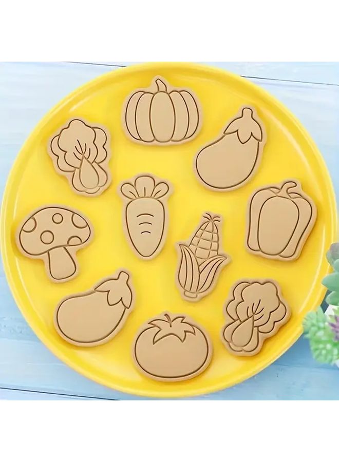 Vegetable Shaped Cookie Cutter Set Includes Corn Mushroom Pumpkin Carrot Eggplant Pepper Lettuce Tomato For 3D Pressing Handmade Baking - Image 2