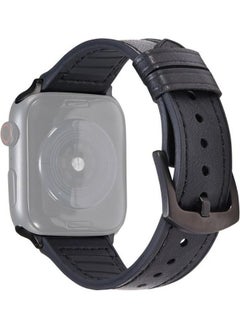 PROMASS Horse Texture Leather Replacement Watchbands For Apple Watch Series 7/6/SE/5/4/3/2/1 41/40/38mm Black 