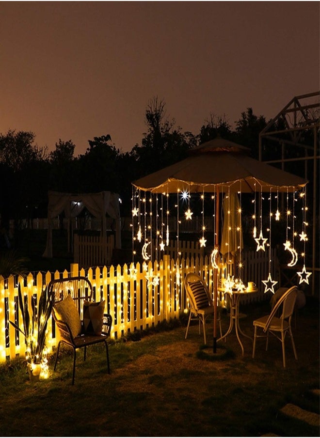 Tiokkss Ramadan Decorations Lights 3.5 M Decorative Starry String Curtain Ramadan Lights Moons and Stars LED Night Light for Ramadan Home Decoration Party USB and Battery Box Powered  - Image 3