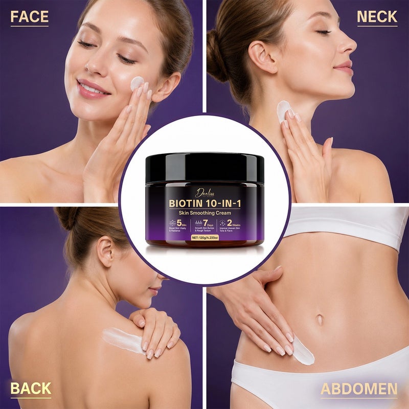 Danliss Biotin 10-Effect Smoothing Body Cream 120g - Improves rough skin, evens skin tone, and softens the entire body - Image 4