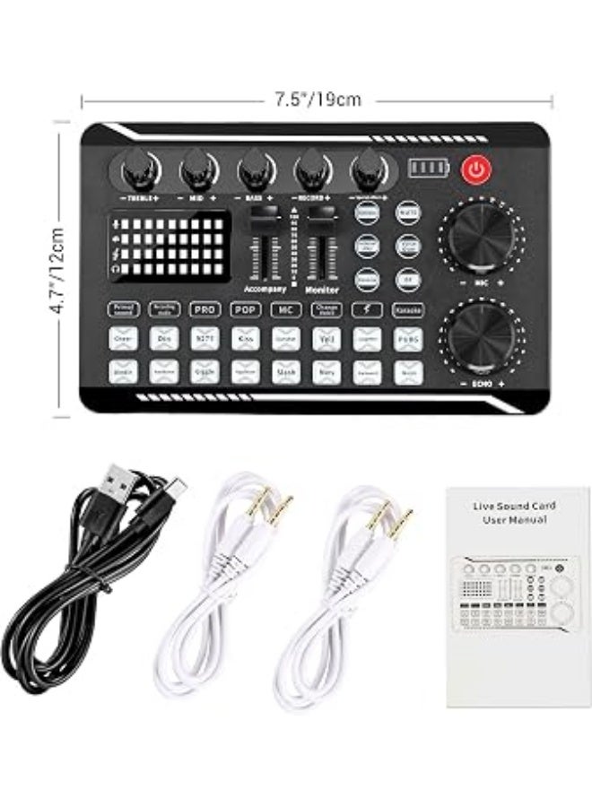 Facmogu Professional LIVE Sound Card Mixer and Audio Interface with DJ Mixer Effects and Voice Changer,Podcast Production Studio Equipment, Prefect for Streaming/Podcasting/Gaming - Image 2