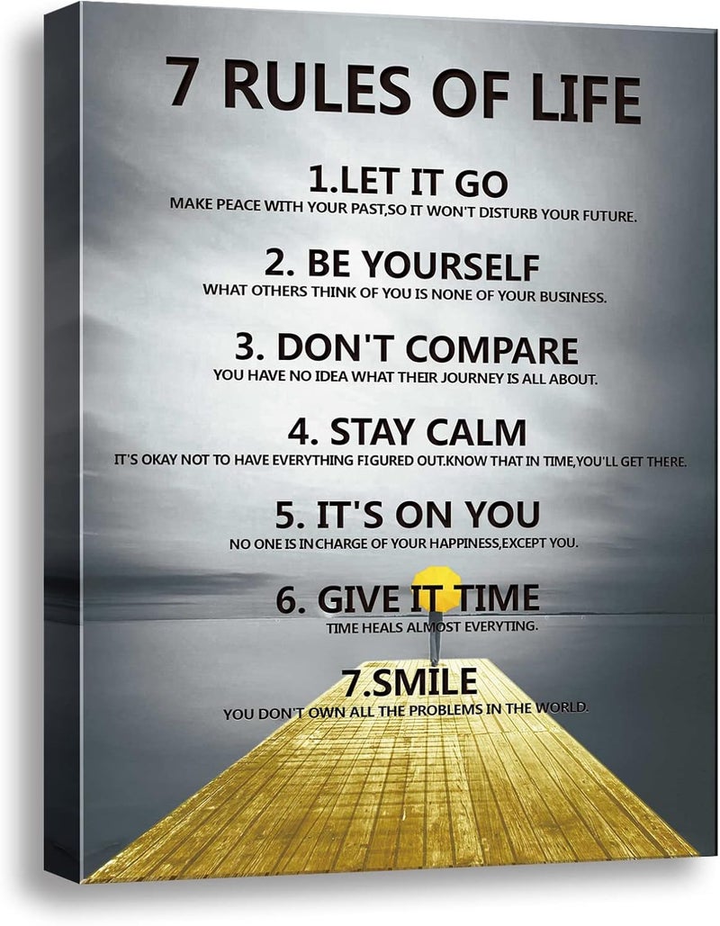 Ploceiny 7 Rules of Life Motivational wall decor on canvas for classroom prints posters,inspiration - Image 1
