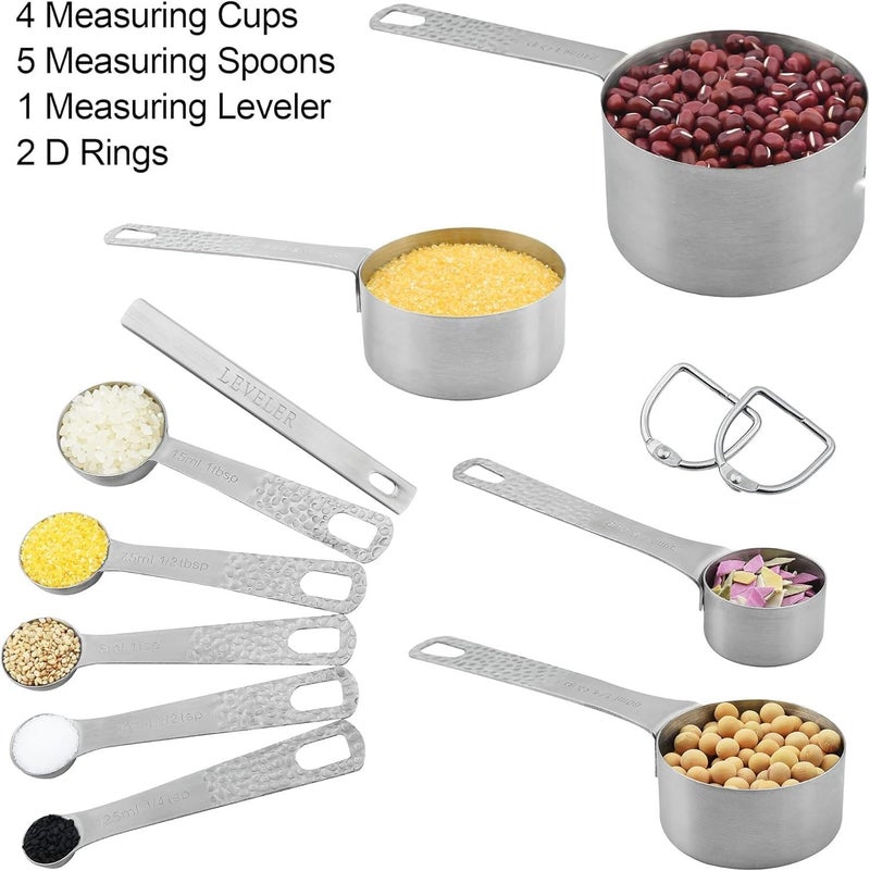 Smithcraft Measuring Cups and Spoons Set, 10 Piece Measuring Cup Set, 18/8 Stainless Steel Measuring Cups Spoons & Leveler, Baking Measure Cups, Kitchen Measurement Cups, Kitchen Gadgets for Cooking - Image 2