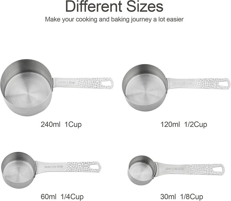Smithcraft Measuring Cups and Spoons Set, 10 Piece Measuring Cup Set, 18/8 Stainless Steel Measuring Cups Spoons & Leveler, Baking Measure Cups, Kitchen Measurement Cups, Kitchen Gadgets for Cooking - Image 3