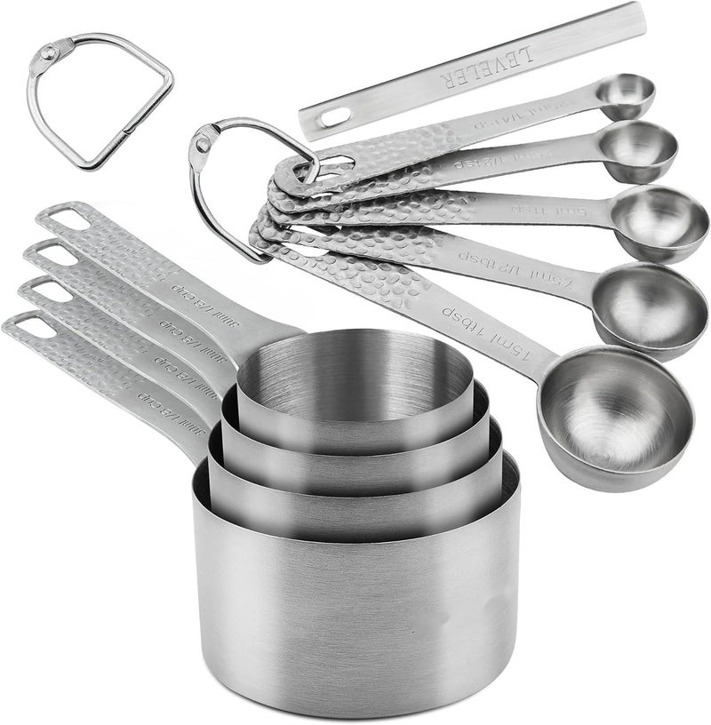 Smithcraft Measuring Cups and Spoons Set, 10 Piece Measuring Cup Set, 18/8 Stainless Steel Measuring Cups Spoons & Leveler, Baking Measure Cups, Kitchen Measurement Cups, Kitchen Gadgets for Cooking - Image 1