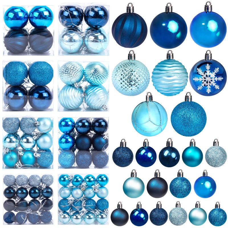 LOVEINUSA 100PCS Shatterproof Christmas Ornament Ball Set Assorted Glitter Baubles for Tree Decorations and Wreaths