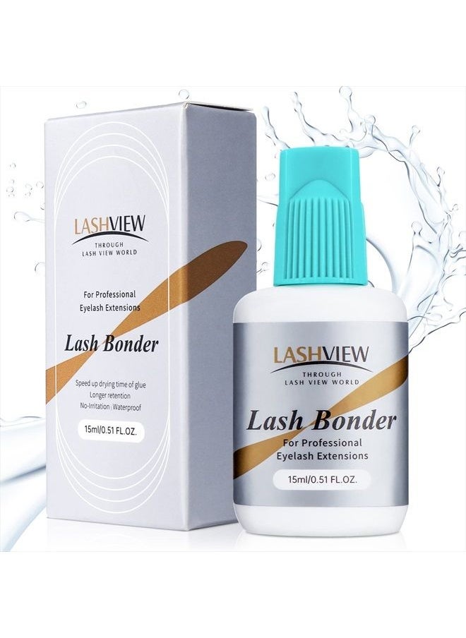 LASHVIEW مثبت الرموش لتمديد الرموش، مانع تسرب الرموش، مُسرِّع الغراء، مثبت فائق للاحتفاظ لفترة أطول، تهيج منخفض، مقاوم للماء والزيت، يزيد من احتفاظ الرموش بنسبة تصل إلى 30% (15 مل)  - Image 1