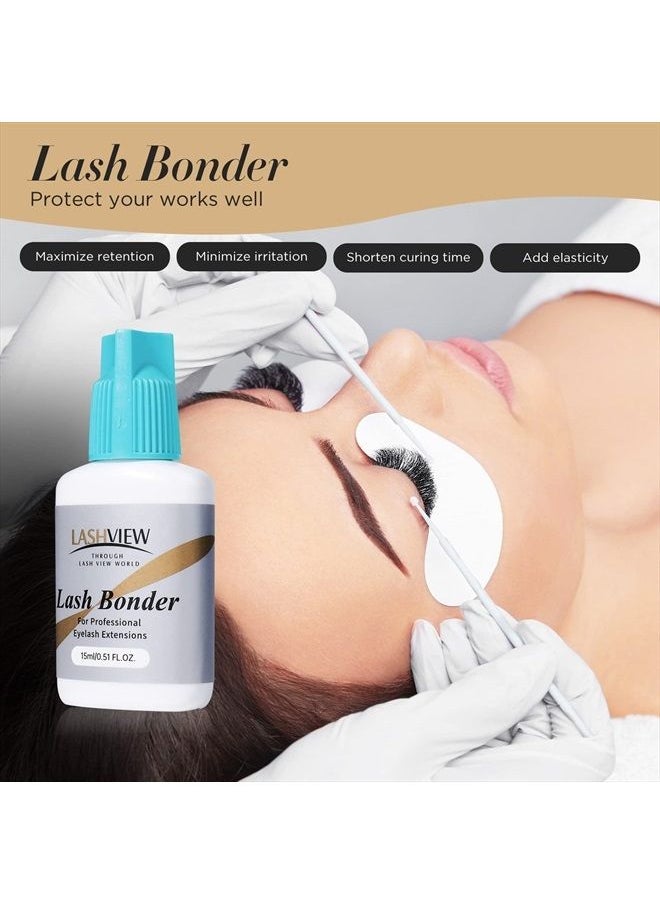 LASHVIEW مثبت الرموش لتمديد الرموش، مانع تسرب الرموش، مُسرِّع الغراء، مثبت فائق للاحتفاظ لفترة أطول، تهيج منخفض، مقاوم للماء والزيت، يزيد من احتفاظ الرموش بنسبة تصل إلى 30% (15 مل)  - Image 4