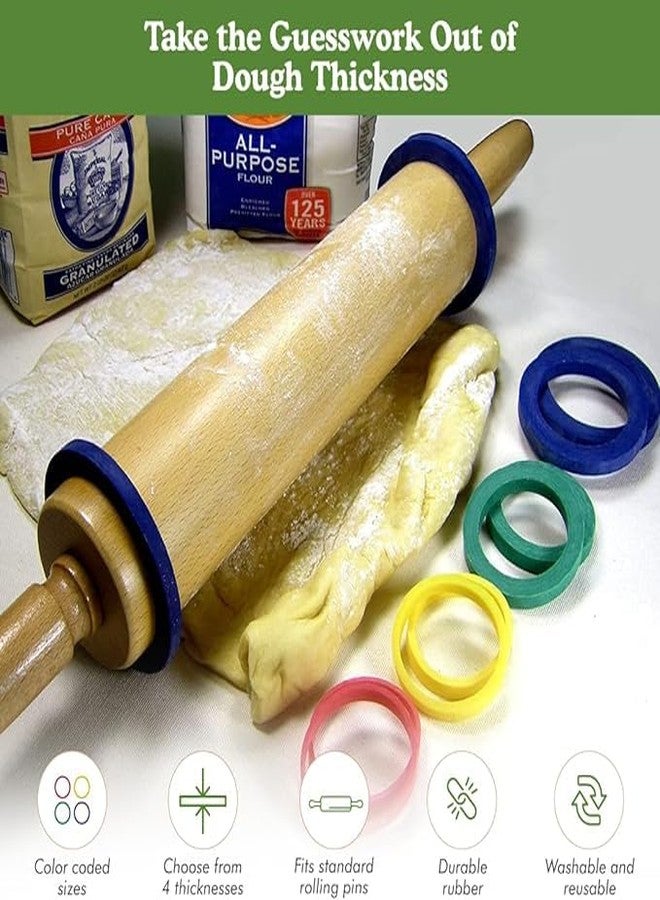 Regency Wraps Evendough Bands, Rolling Pin Rings for Rolling Dough to Precise Thickness for Pizza, Pies, Pastries, Pasta, Set of 4 sizes, Pack of 1 - Image 4