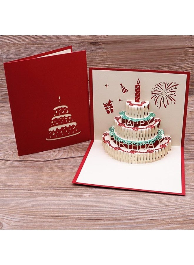 Generic Cake Design 3D Pop-Up Card, Greeting Card for Birthday, Sturdy and Solid Cardstock Gift Card with Envelope and Thank You Card  - Image 3