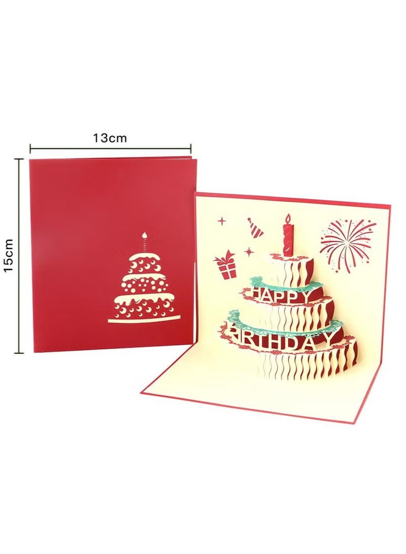 Generic Cake Design 3D Pop-Up Card, Greeting Card for Birthday, Sturdy and Solid Cardstock Gift Card with Envelope and Thank You Card  - Image 2