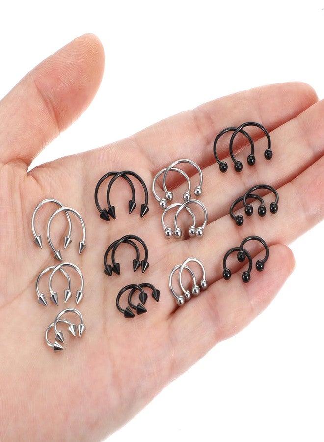 Yolev 24PCS 16G Variety of Sizes Horseshoe Rings Surgical Steel Nose Septum Horseshoe Hoop Earring Eyebrow Septum Rings Hoop Daith Earring Eyebrow Helix Vertical Lip Piercing Jewelry for Women Men - Image 3
