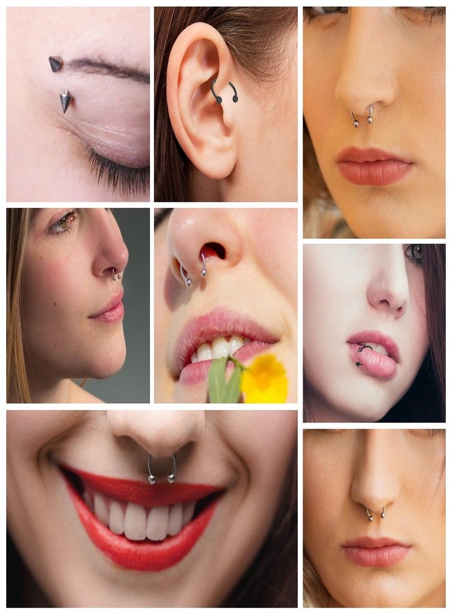 Yolev 24PCS 16G Variety of Sizes Horseshoe Rings Surgical Steel Nose Septum Horseshoe Hoop Earring Eyebrow Septum Rings Hoop Daith Earring Eyebrow Helix Vertical Lip Piercing Jewelry for Women Men - Image 4
