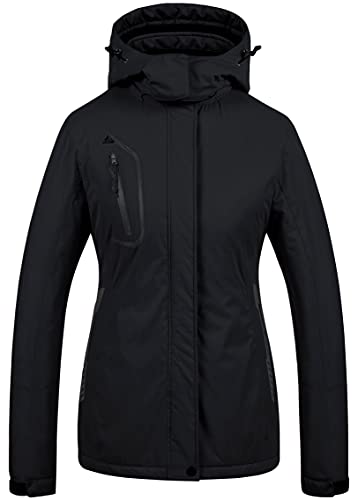 CREATMO US Women's Waterproof Ski Jacket Outdoor Windproof Fleece Insulated Snowboard Rain Jacket Black 2XL - Image 1