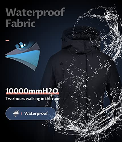 CREATMO US Women's Waterproof Ski Jacket Outdoor Windproof Fleece Insulated Snowboard Rain Jacket Black 2XL - Image 4