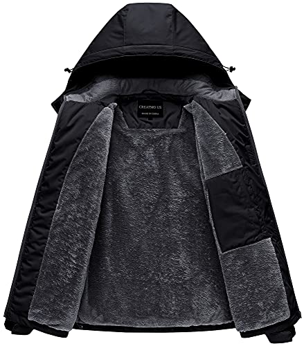 CREATMO US Women's Waterproof Ski Jacket Outdoor Windproof Fleece Insulated Snowboard Rain Jacket Black 2XL - Image 2
