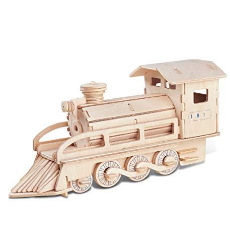 Puzzled 3D Wooden Steam Train Puzzle Wooden Train Puzzle Toy for Kids and Adults Educational 3D Puzzle Toy Train 3D Wooden Train Model Kit to Build and Paint with 72 Puzzle Pieces 1 Pack - Image 1