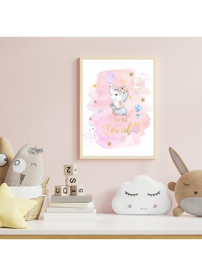 Canssape Elephant Nursery Wall Decor Set of 6 Baby Girl Room Decor for Nursery 8"x10" Star Wall Art Prints | You Are Loved | Baby Elephant Nursery Decor(Unframed) - Image 3