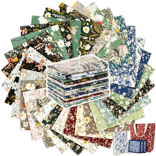Tatuo 30 Pcs 10 x 10 Inches Vintage Floral Cotton Fabric Bundle Squares Patchwork Floral Fabric Sewing Quilting Bundles Assorted Pattern Cloth for DIY Scrapbook Craft Making - Image 1