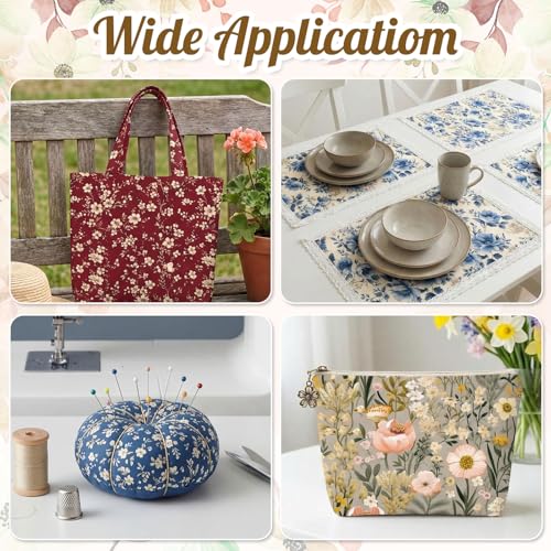 Tatuo 30 Pcs 10 x 10 Inches Vintage Floral Cotton Fabric Bundle Squares Patchwork Floral Fabric Sewing Quilting Bundles Assorted Pattern Cloth for DIY Scrapbook Craft Making - Image 3