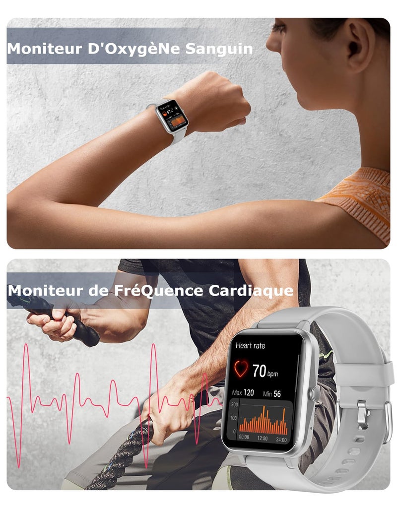GRV Smart Watch for iOS and Android Phones (Answer/Make Calls), Watches for Men Women IP68 Waterproof Smartwatch Fitness Tracker Watch with Heart Rate/Sleep Monitor Steps Calories Counter (Gray) - Image 3