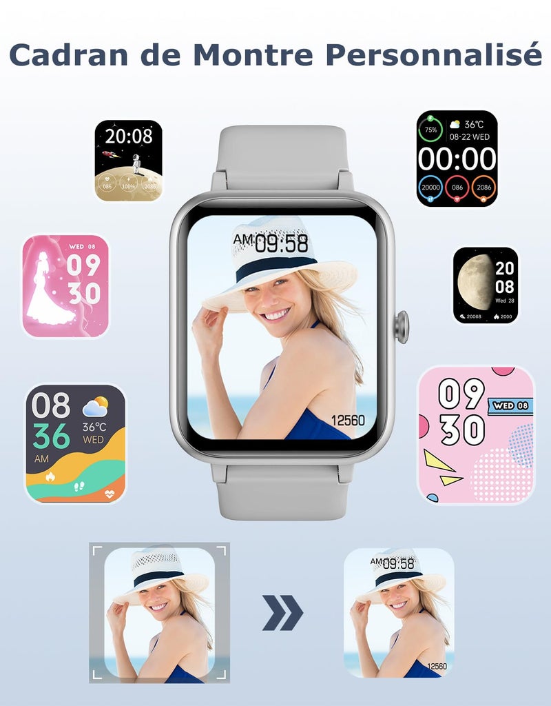 GRV Smart Watch for iOS and Android Phones (Answer/Make Calls), Watches for Men Women IP68 Waterproof Smartwatch Fitness Tracker Watch with Heart Rate/Sleep Monitor Steps Calories Counter (Gray) - Image 5