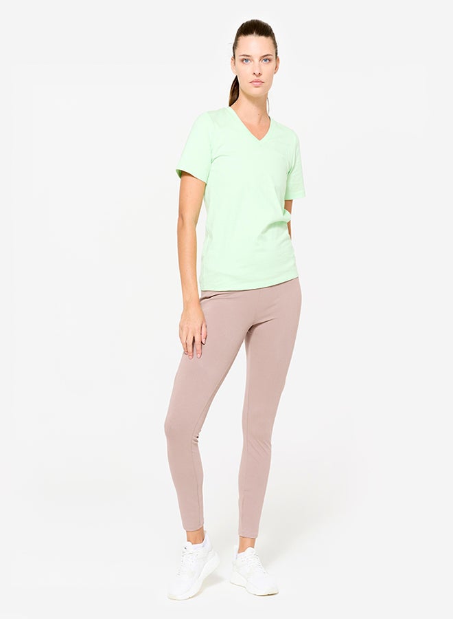 DECATHLON Women's V-Neck Cotton Fitness T-Shirt - Sorbet - Image 2