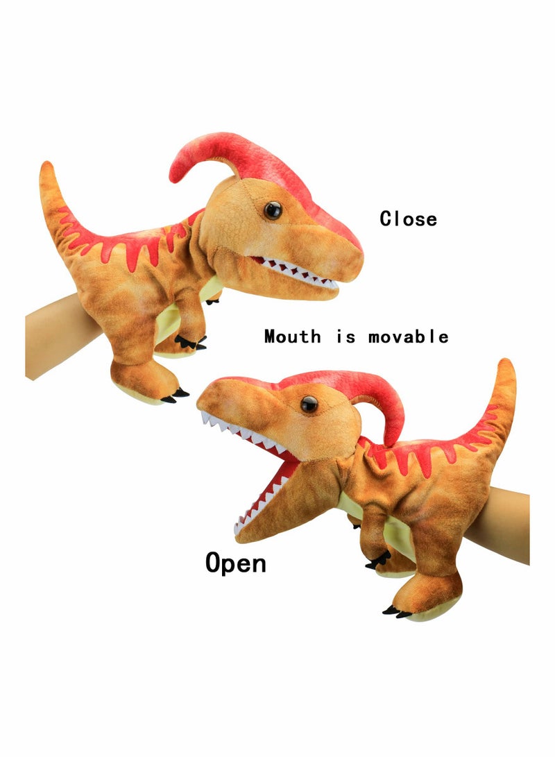 Excefore Dinosaur Hand Puppets, Paractenosaurus Jurassic World Stuffed Animal  Soft Plush Toy, Open Movable Mouth Finger Gift, Birthday Gifts for Kids, Creative Role Play - Image 3