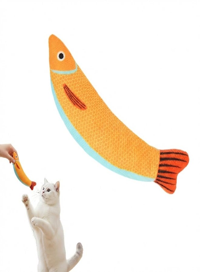 Qpets® Plush Fish Cat Toy, Scratch-Resistant Linen Fish Pet Toy, Cute Cartoon Design Stuffing-Free Pet Toys with Catnip Pocket for Cats & Small Dogs - Image 1