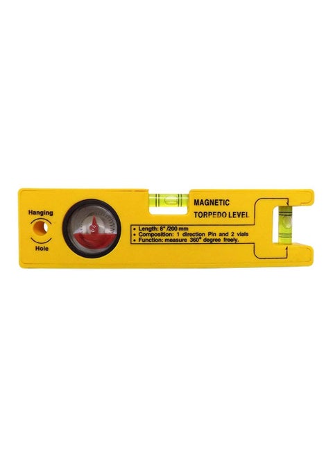 Mass Pro Level 8 inch Magnetic Torpedo Level with 1 Direction Pin 2 Vials 360 Degree View Magnetic Engineers Precision Level 2032 cm