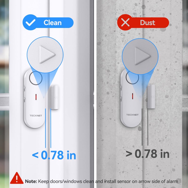 TECKNET Door Alarms for Kids Safety, Window Alarm Pool Alarms Door Alarm for Home Security, 2-in-1 Alarm & Chime, 3-Level Volume Control, Wireless Alarm for House Hotel Cars Sheds Caravans (6 Pack) - Image 3