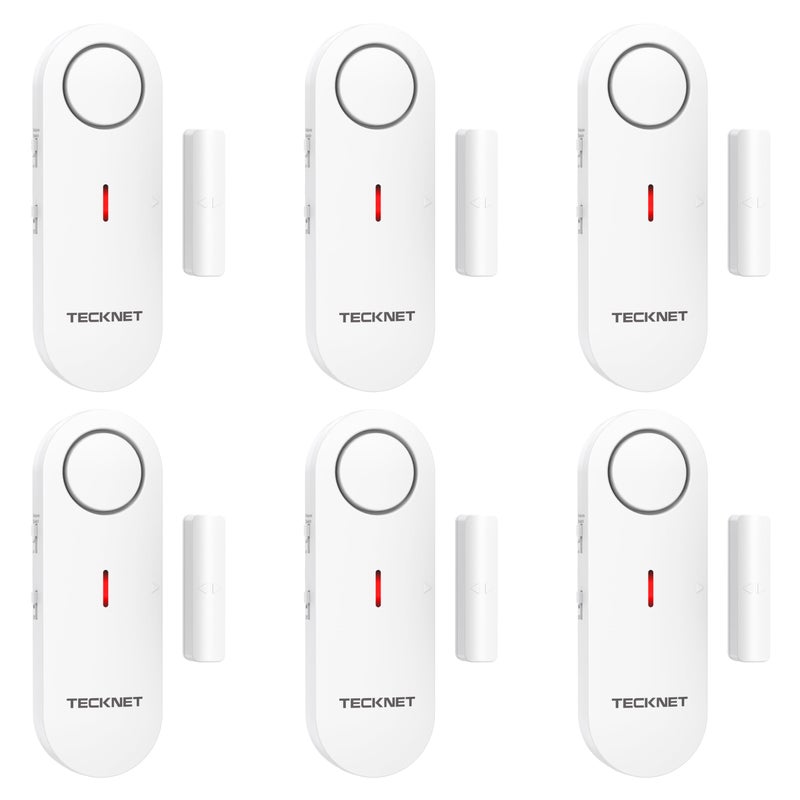 TECKNET Door Alarms for Kids Safety, Window Alarm Pool Alarms Door Alarm for Home Security, 2-in-1 Alarm & Chime, 3-Level Volume Control, Wireless Alarm for House Hotel Cars Sheds Caravans (6 Pack) - Image 1