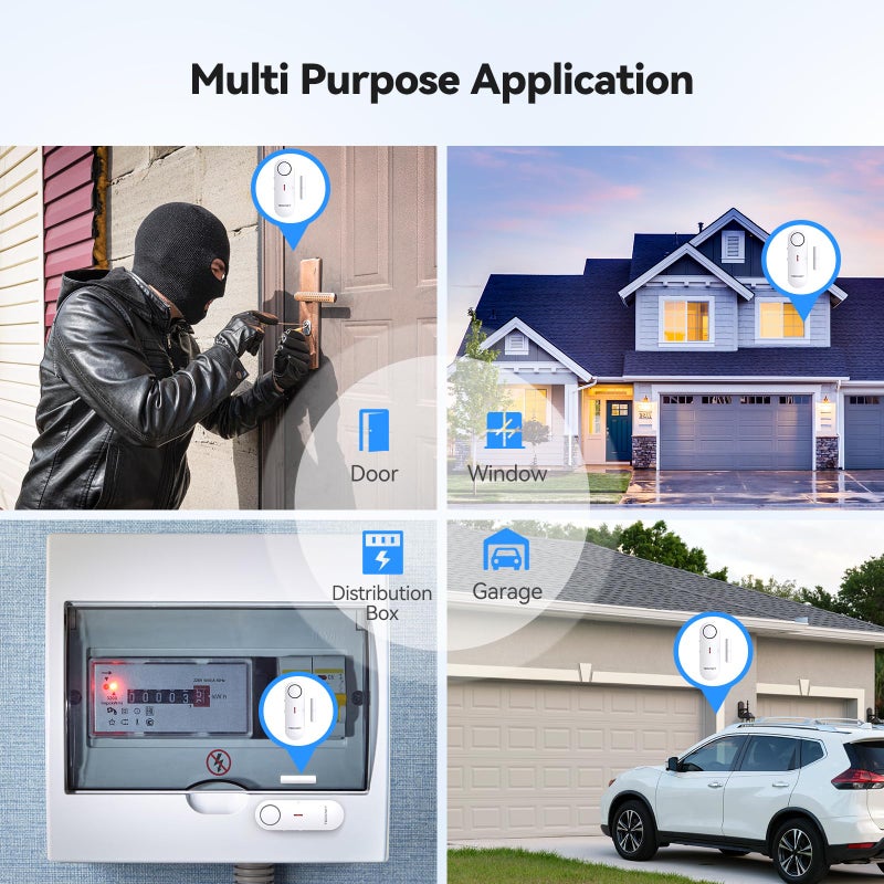 TECKNET Door Alarms for Kids Safety, Window Alarm Pool Alarms Door Alarm for Home Security, 2-in-1 Alarm & Chime, 3-Level Volume Control, Wireless Alarm for House Hotel Cars Sheds Caravans (6 Pack) - Image 5