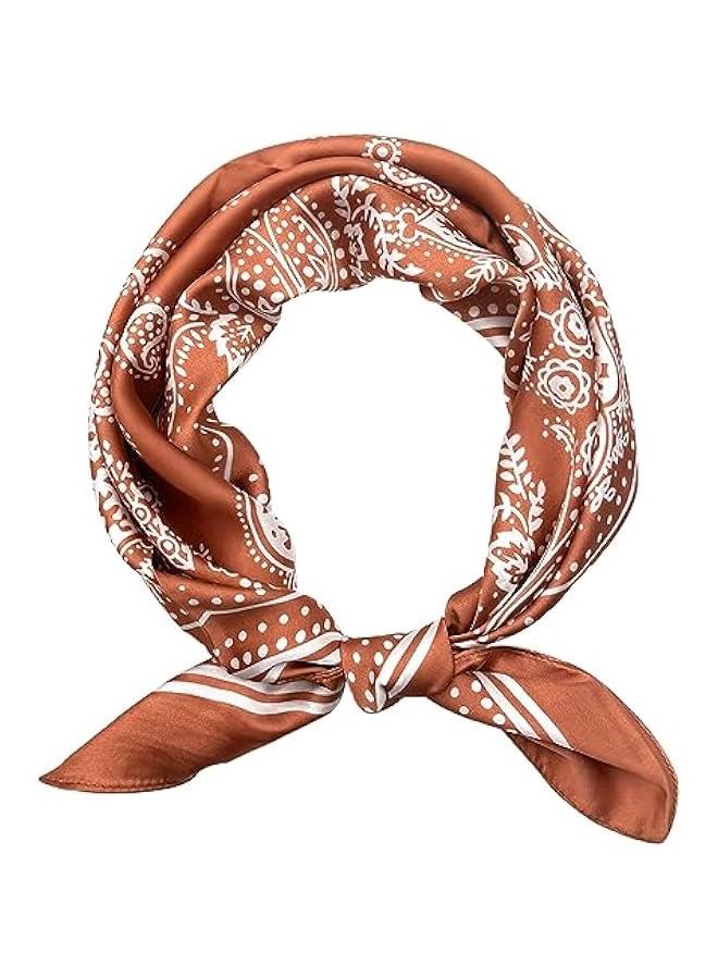 Arabest Gifts for Women Head Scarf for Women Hair Bandanas Silk Feeling Neckerchief Scarf for Girls Aesthetic Accessory (YGH-Br, 27.5 * 27.5) - Image 1